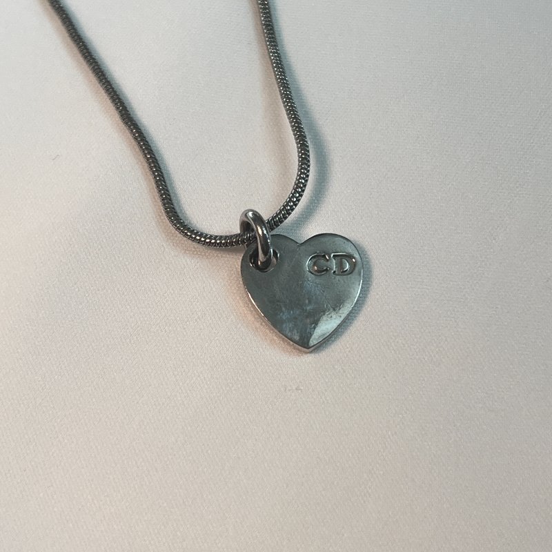 Dior銀色心形蛇骨頸鏈 / Dior Heart CD Logo Necklace 日本中古二手Vintage 情人節禮物-6