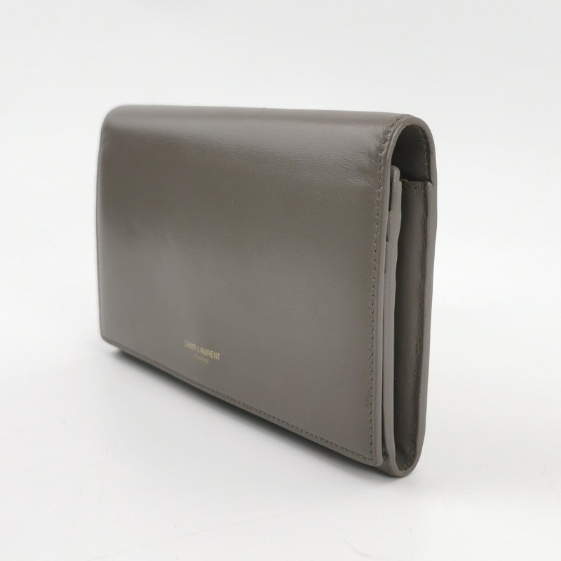 Saint Laurent牛皮純色字母logo錢包-1