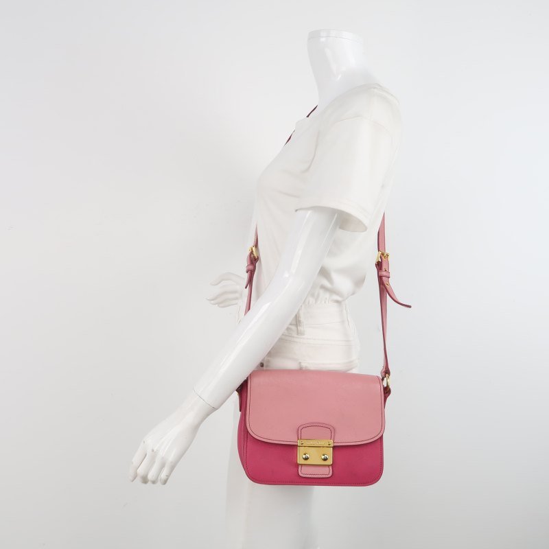 Miu Miu Madras羊皮拼色金屬鎖扣斜挎包單肩包-1