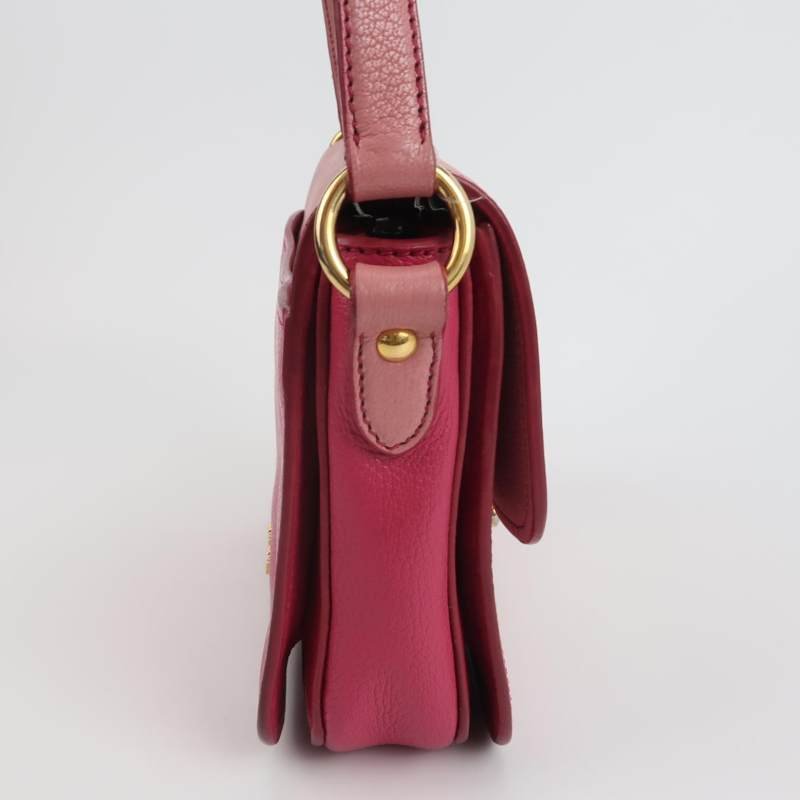 Miu Miu Madras羊皮拼色金屬鎖扣斜挎包單肩包-3