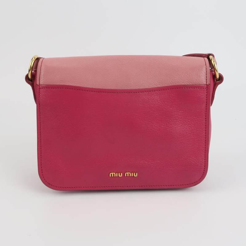 Miu Miu Madras羊皮拼色金屬鎖扣斜挎包單肩包-4