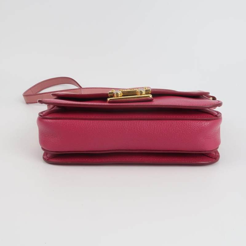 Miu Miu Madras羊皮拼色金屬鎖扣斜挎包單肩包-5