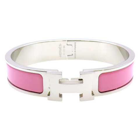 粉色琺瑯 銀色鍍金 Clic H 手環【HERMES 愛馬仕】 H700001FP85PM