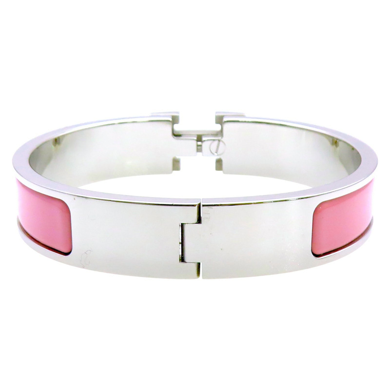 粉色琺瑯 銀色鍍金 Clic H 手環【HERMES 愛馬仕】 H700001FP85PM-1