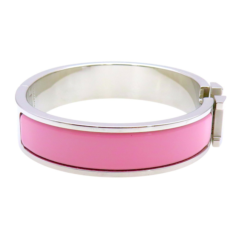 粉色琺瑯 銀色鍍金 Clic H 手環【HERMES 愛馬仕】 H700001FP85PM-2