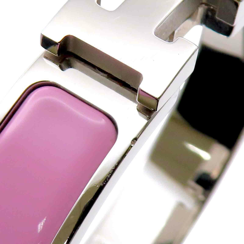 粉色琺瑯 銀色鍍金 Clic H 手環【HERMES 愛馬仕】 H700001FP85PM-9
