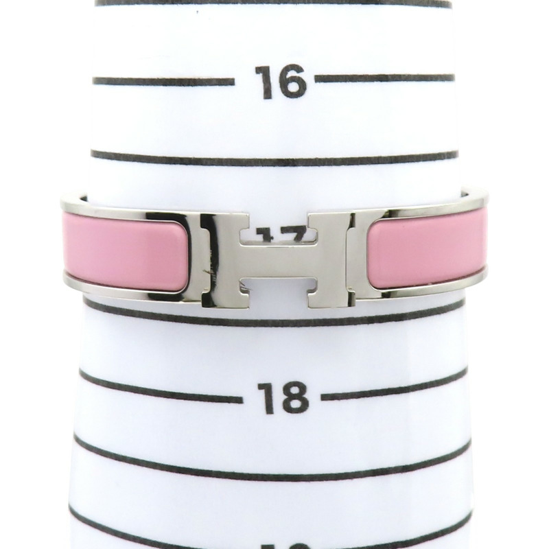 粉色琺瑯 銀色鍍金 Clic H 手環【HERMES 愛馬仕】 H700001FP85PM-10