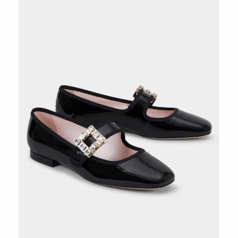Roger Vivier 女士 Très Vivier Strass Buckle芭蕾鞋35.5 38.5碼