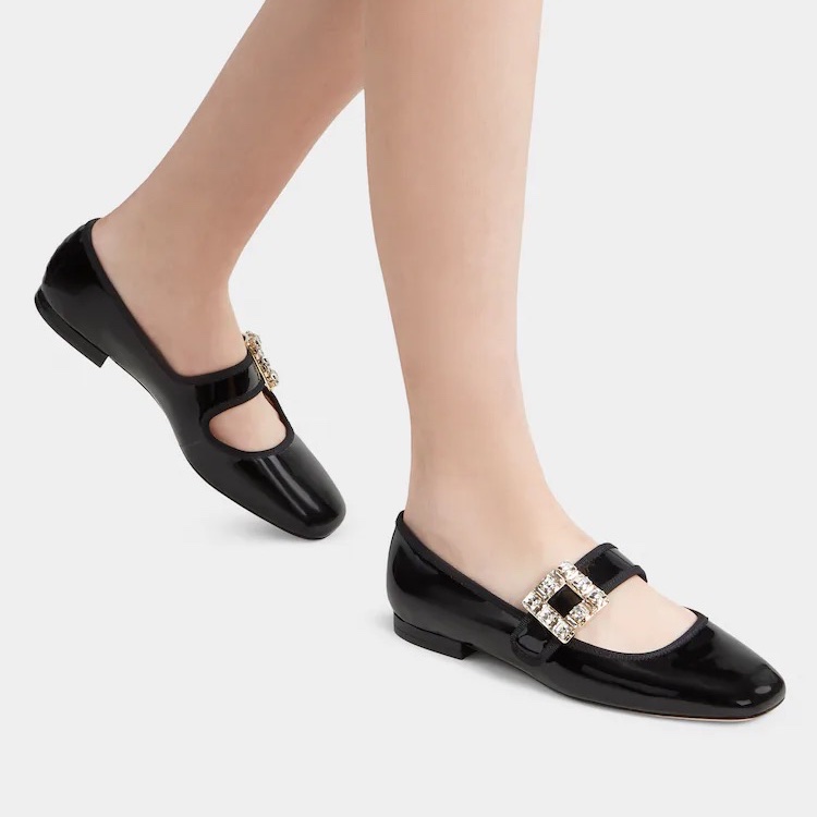 Roger Vivier 女士 Très Vivier Strass Buckle芭蕾鞋35.5 38.5碼-6