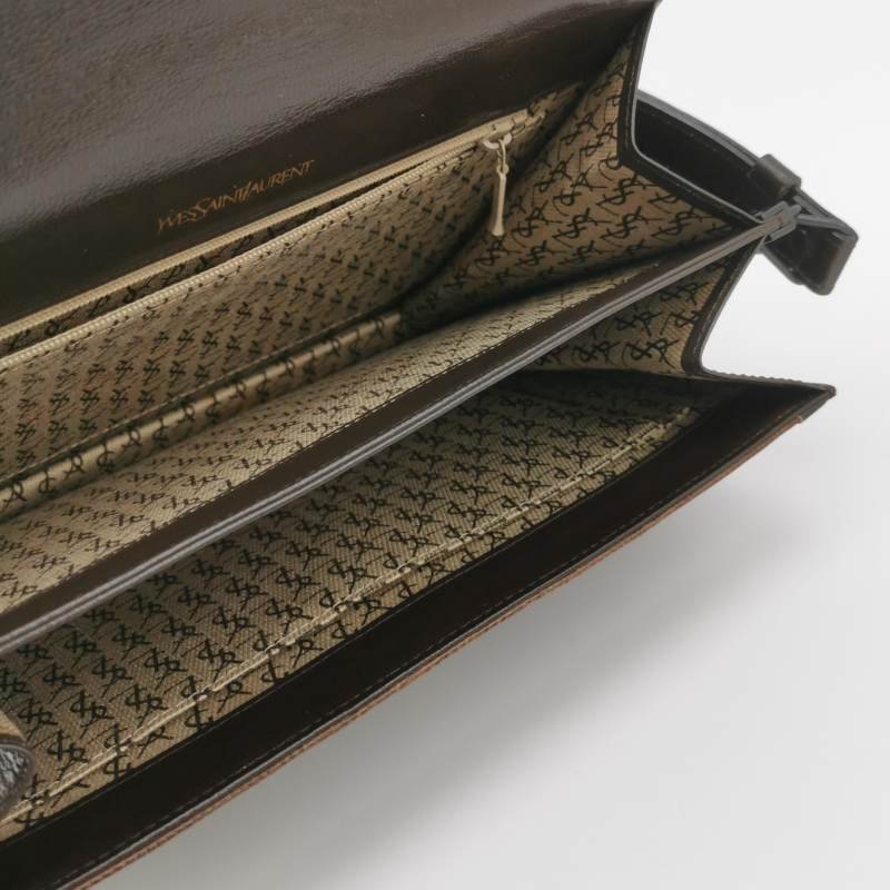 Saint Laurent羊皮蜥蜴皮拼色YSL標誌翻蓋單肩包-6