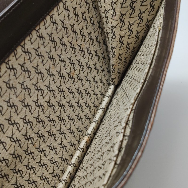 Saint Laurent羊皮蜥蜴皮拼色YSL標誌翻蓋單肩包-9