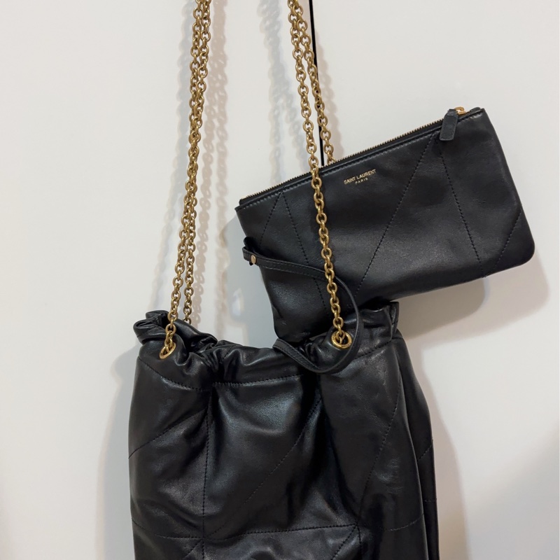 Saint Laurent小型小羊毛皮波包/黑-1