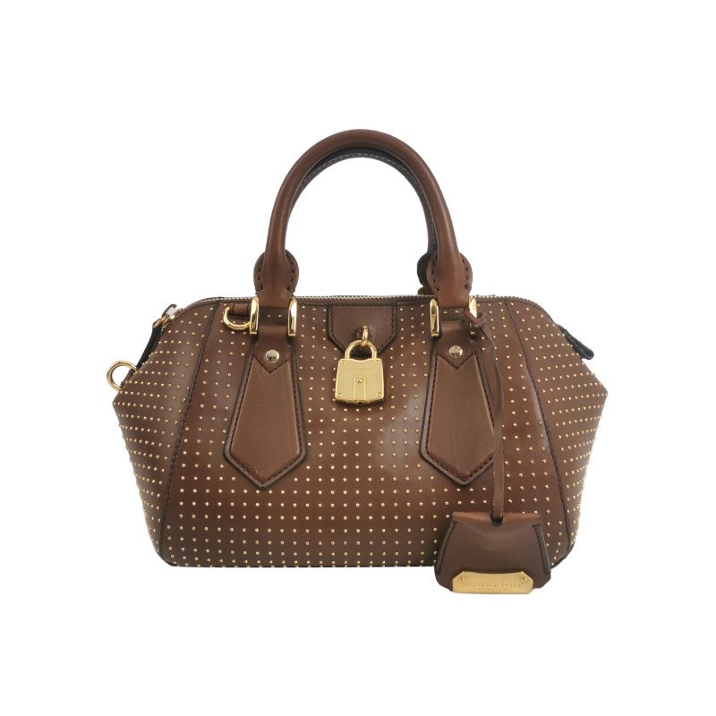 Burberry牛皮純色拉鏈手提包-0