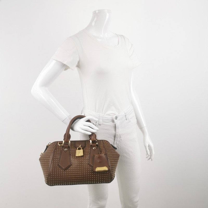 Burberry牛皮純色拉鏈手提包-1