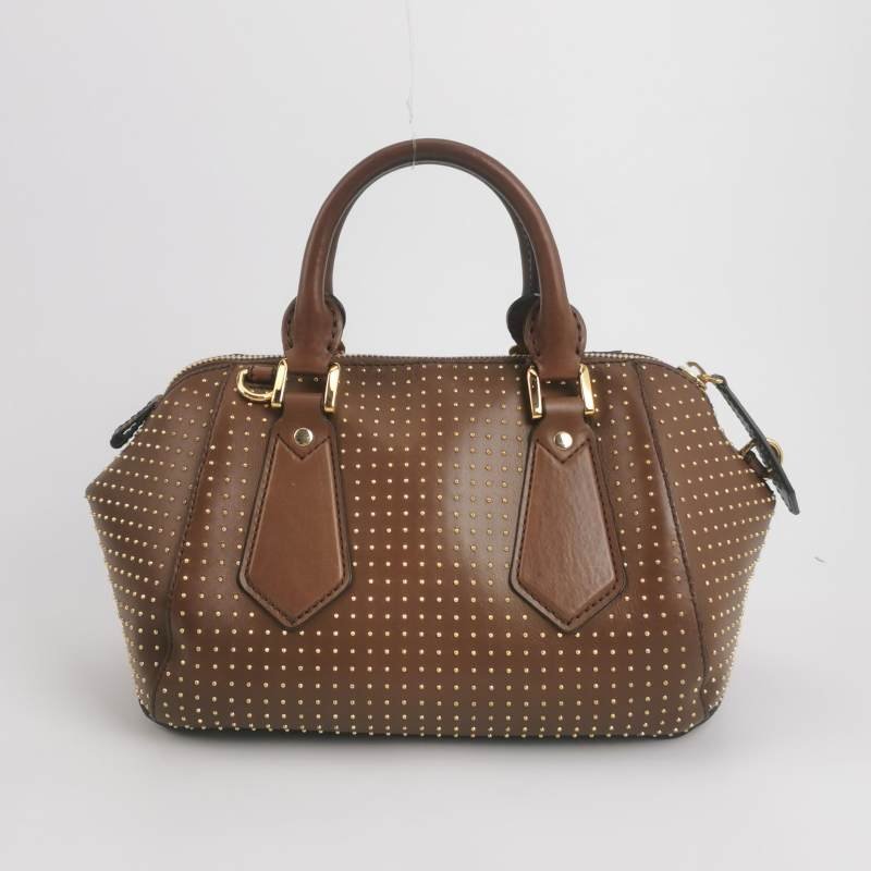 Burberry牛皮純色拉鏈手提包-4