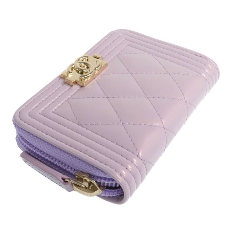CHANEL 漆皮皮革Boy Coin Purse金扣零錢包-3