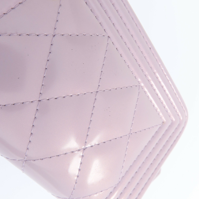 CHANEL 漆皮皮革Boy Coin Purse金扣零錢包-10