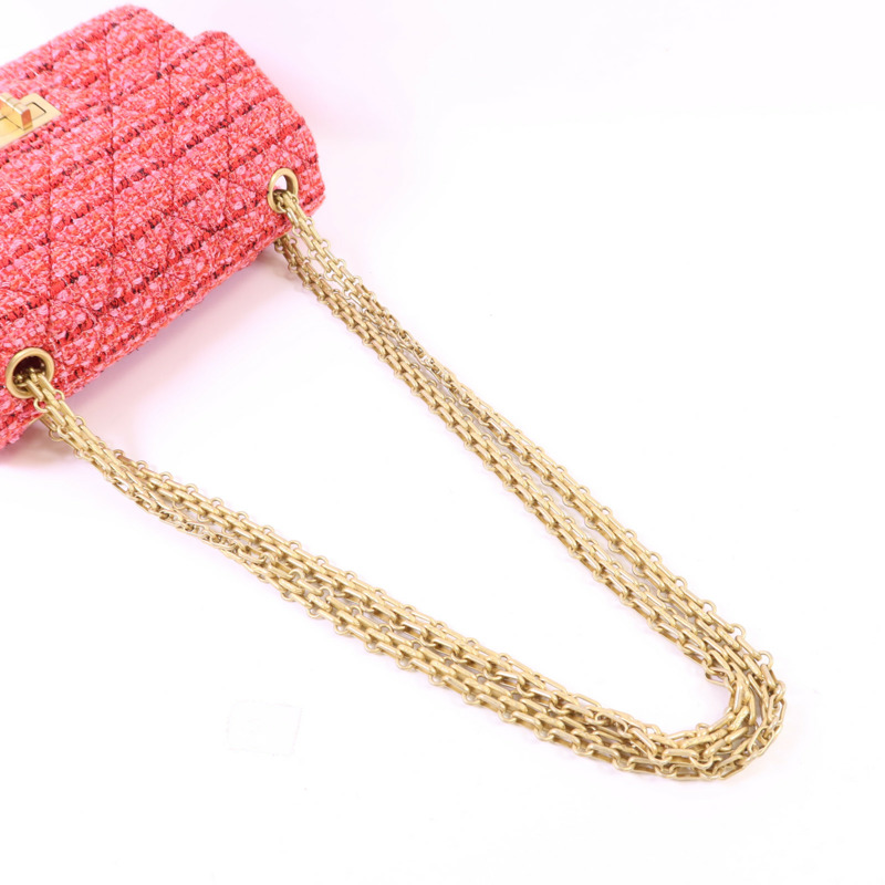 CHANEL 斜紋軟呢Mini Reissue 2.55金扣鏈帶肩背袋-9