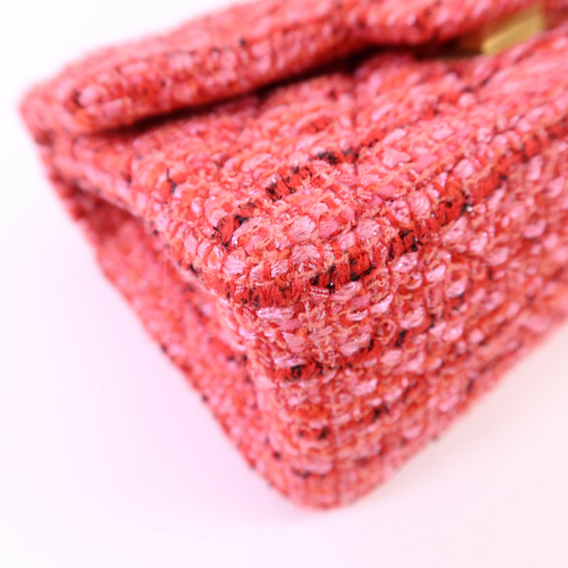 CHANEL 斜紋軟呢Mini Reissue 2.55金扣鏈帶肩背袋-14