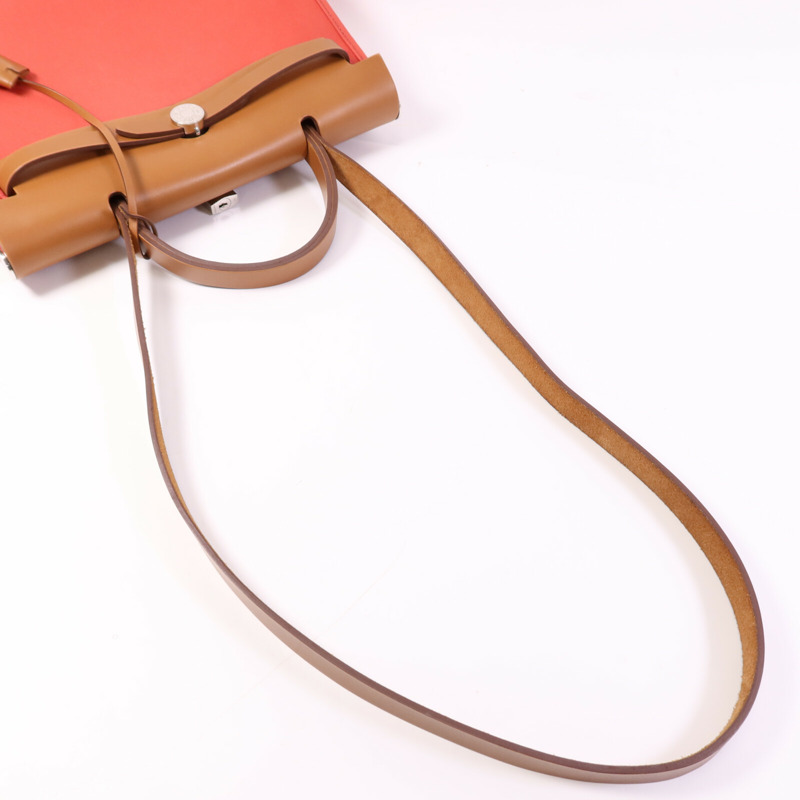 HERMES 帆布Herbag PM銀扣手挽肩背兩用袋Bougainvillea-7