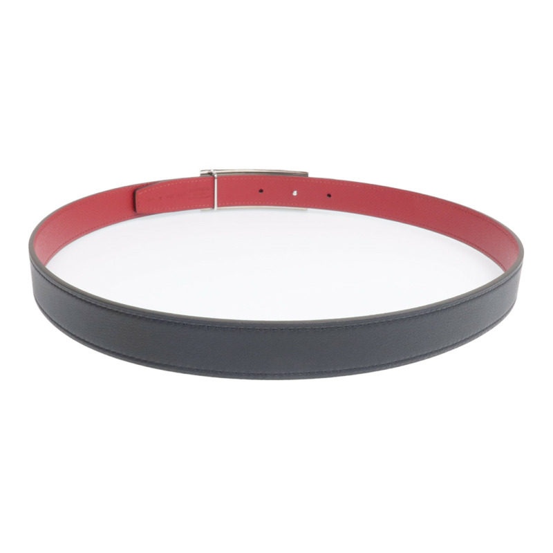 HERMES Epsom/Evercolor皮革CDC Belt銀扣皮帶Noir/Rouge Grenat-2