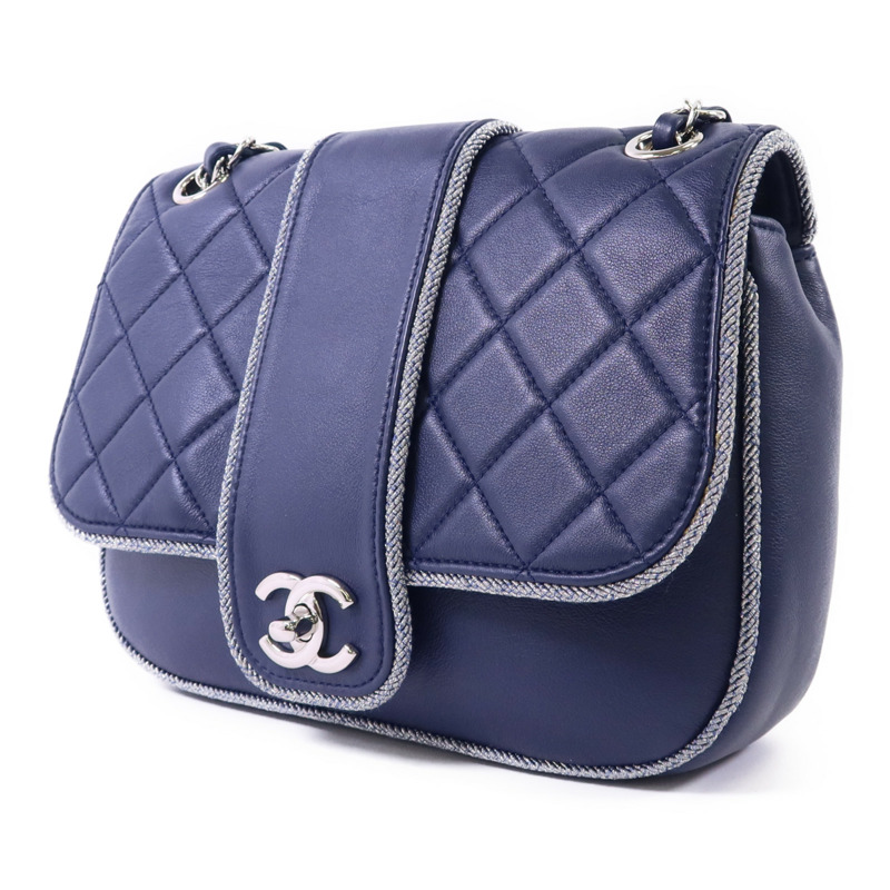 CHANEL 羊皮皮革Chain Shoulder Bag銀扣鏈帶肩背袋-2