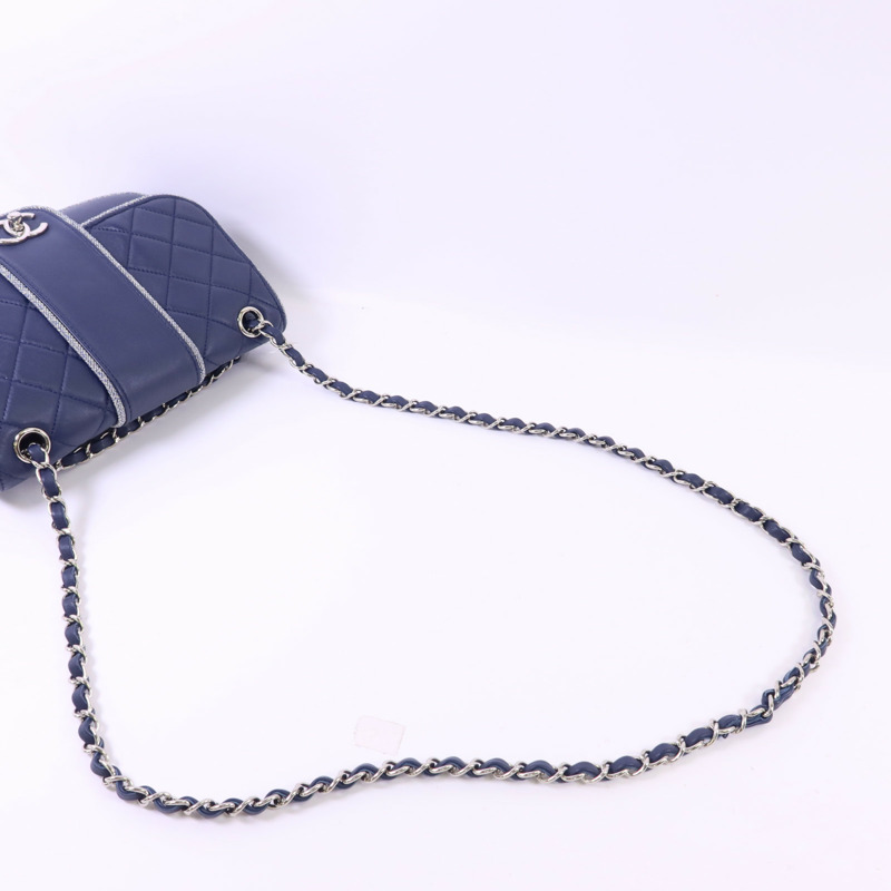 CHANEL 羊皮皮革Chain Shoulder Bag銀扣鏈帶肩背袋-8