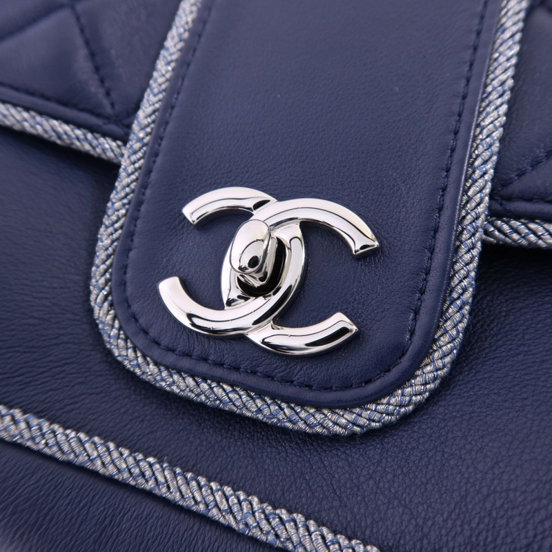 CHANEL 羊皮皮革Chain Shoulder Bag銀扣鏈帶肩背袋-10