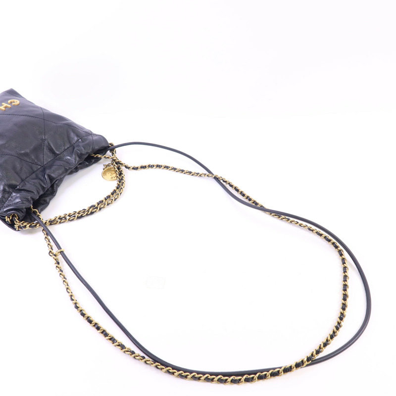 CHANEL 牛皮皮革C22 Mini金扣手挽肩背兩用袋-4