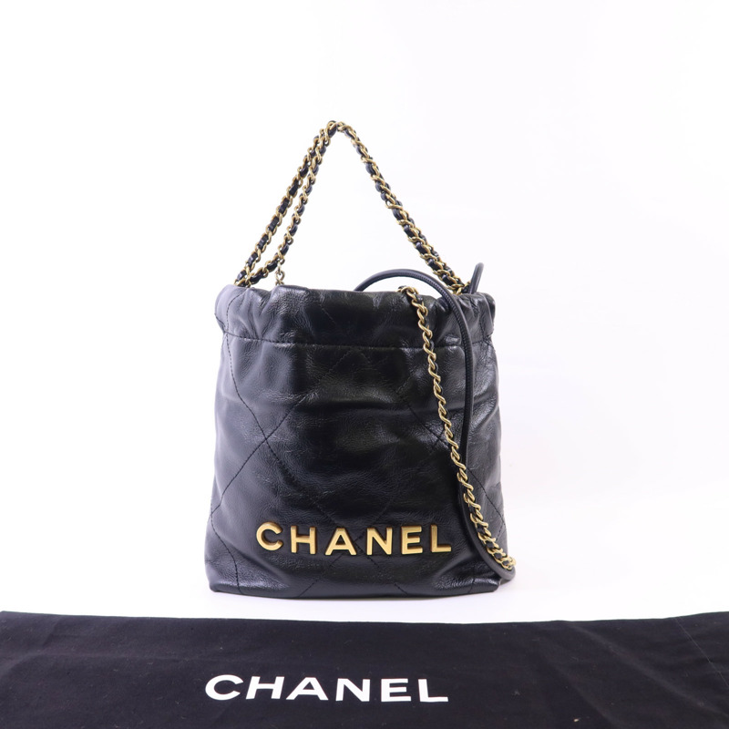 CHANEL 牛皮皮革C22 Mini金扣手挽肩背兩用袋-8