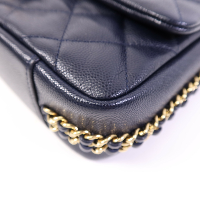 CHANEL 牛皮皮革Shoulder Bag金扣鏈帶肩背袋-10