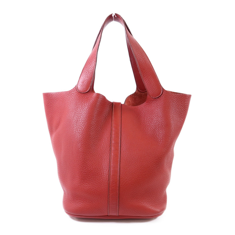 HERMES Clemence皮革Picotin GM銀扣手挽袋Rouge Casaque-1