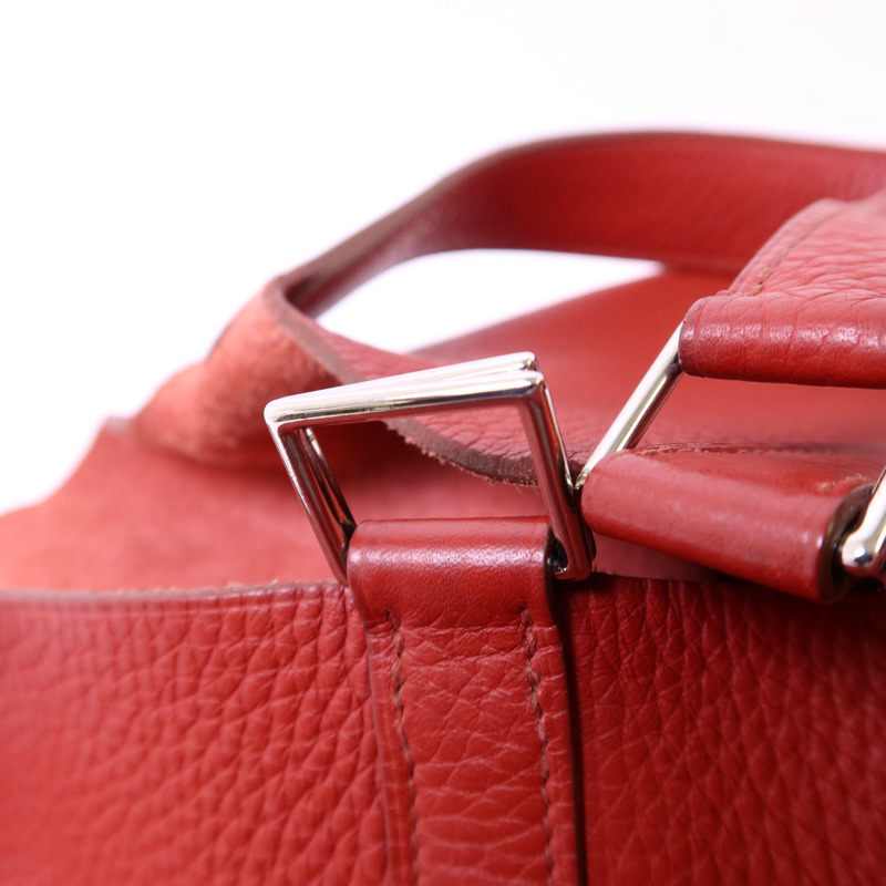 HERMES Clemence皮革Picotin GM銀扣手挽袋Rouge Casaque-7