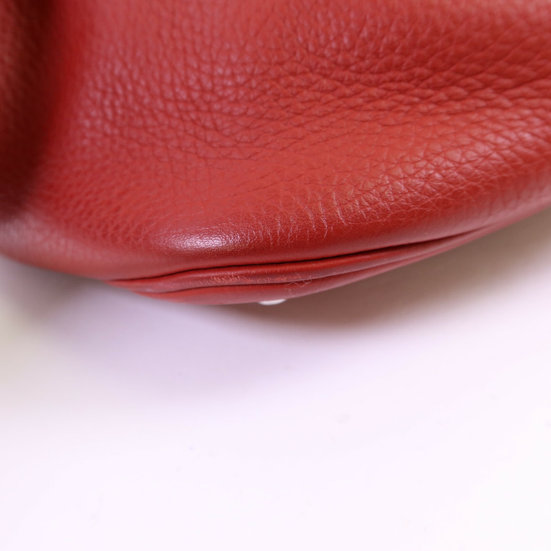 HERMES Clemence皮革Picotin GM銀扣手挽袋Rouge Casaque-12
