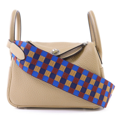 HERMES Clemence皮革Mini Lindy銀扣手挽肩背兩用袋Trench