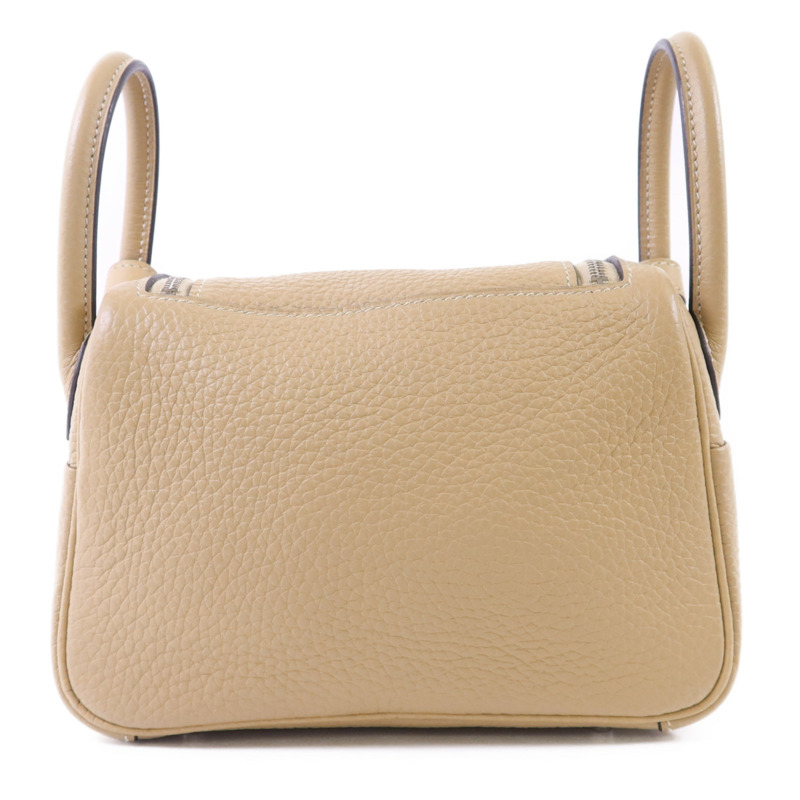 HERMES Clemence皮革Mini Lindy銀扣手挽肩背兩用袋Trench-1