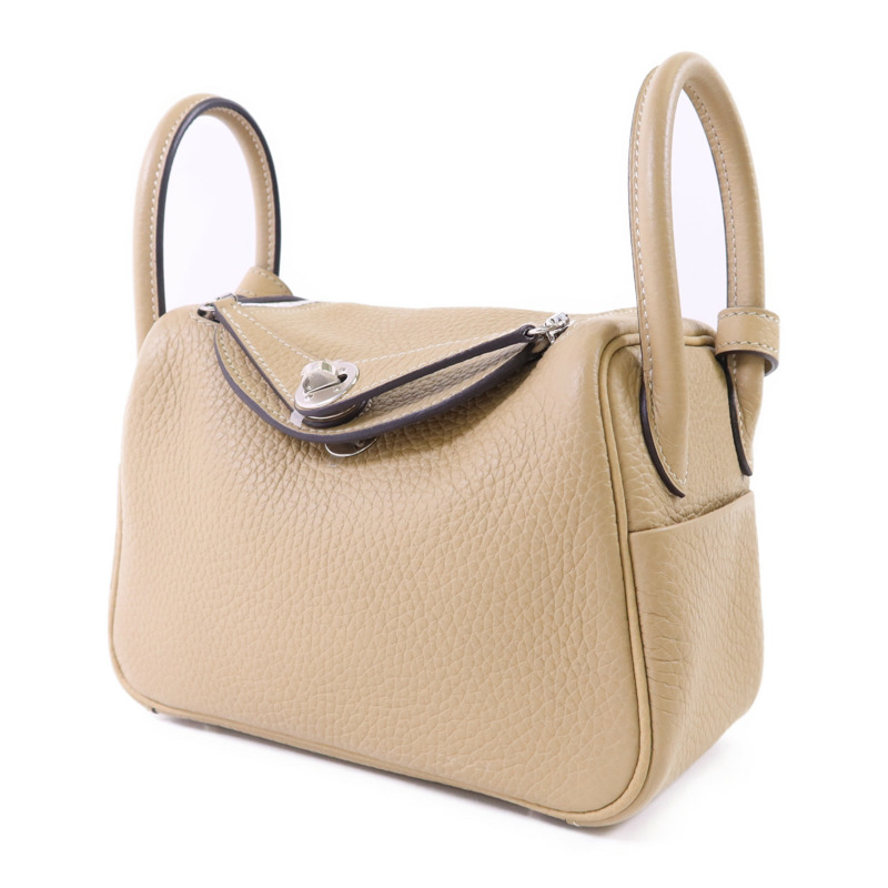 HERMES Clemence皮革Mini Lindy銀扣手挽肩背兩用袋Trench-2