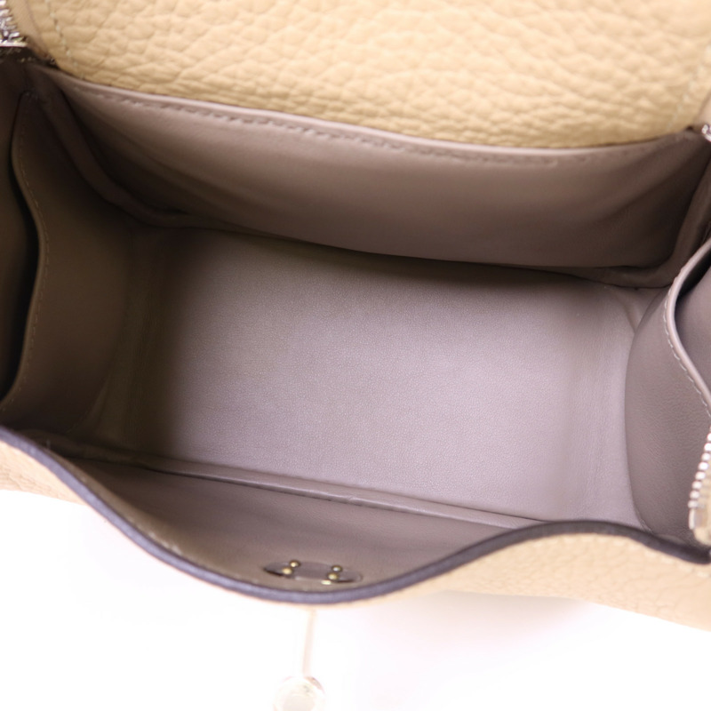 HERMES Clemence皮革Mini Lindy銀扣手挽肩背兩用袋Trench-5