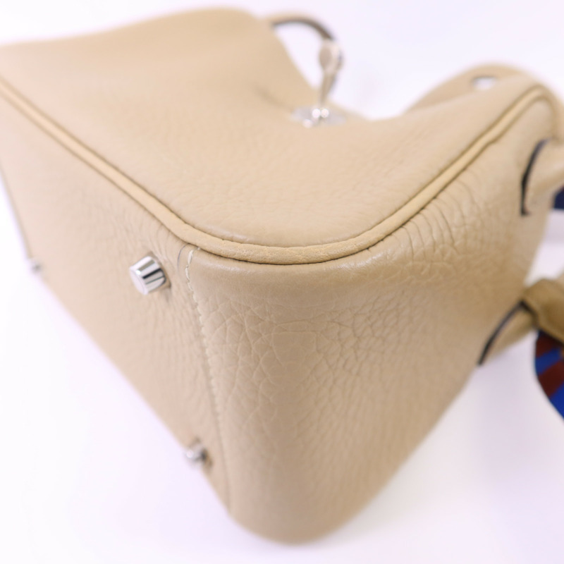 HERMES Clemence皮革Mini Lindy銀扣手挽肩背兩用袋Trench-9