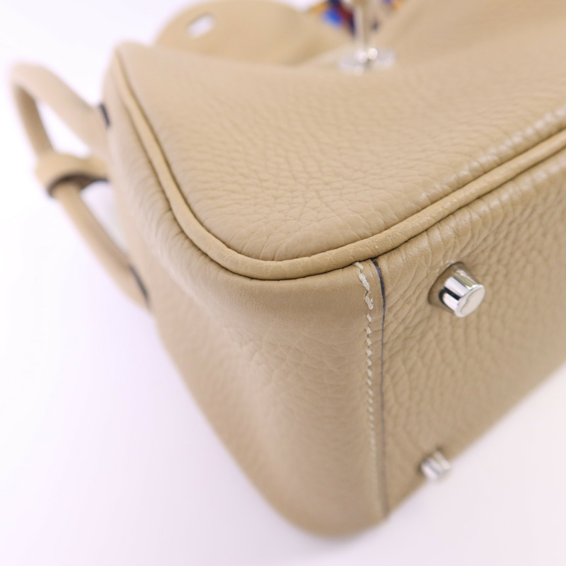 HERMES Clemence皮革Mini Lindy銀扣手挽肩背兩用袋Trench-10