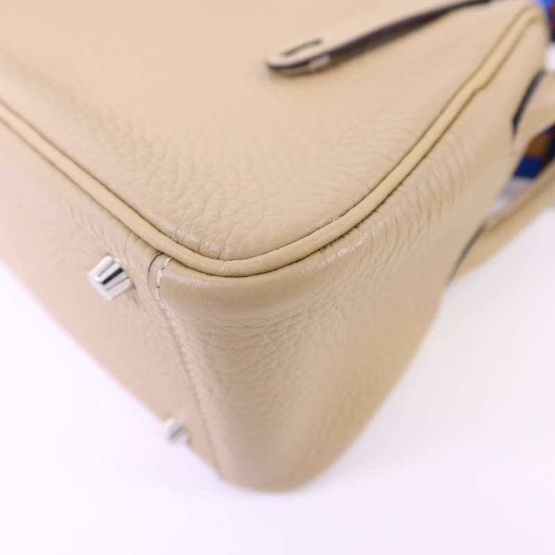 HERMES Clemence皮革Mini Lindy銀扣手挽肩背兩用袋Trench-11