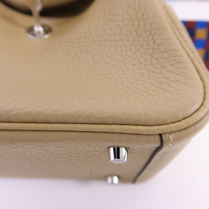 HERMES Clemence皮革Mini Lindy銀扣手挽肩背兩用袋Trench-13