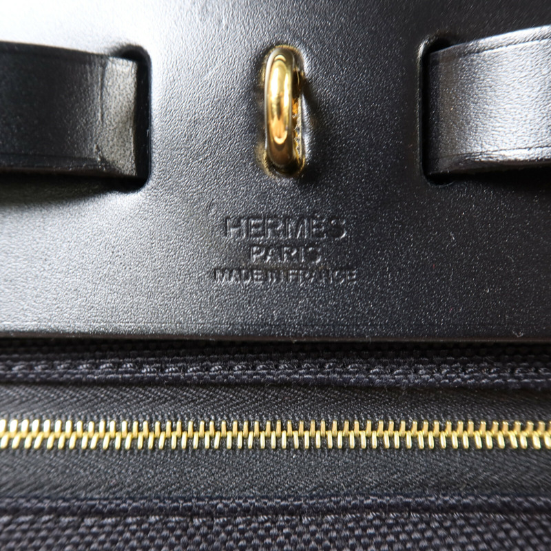 HERMES 帆布Herbag PM金扣手挽肩背兩用袋Noir-5