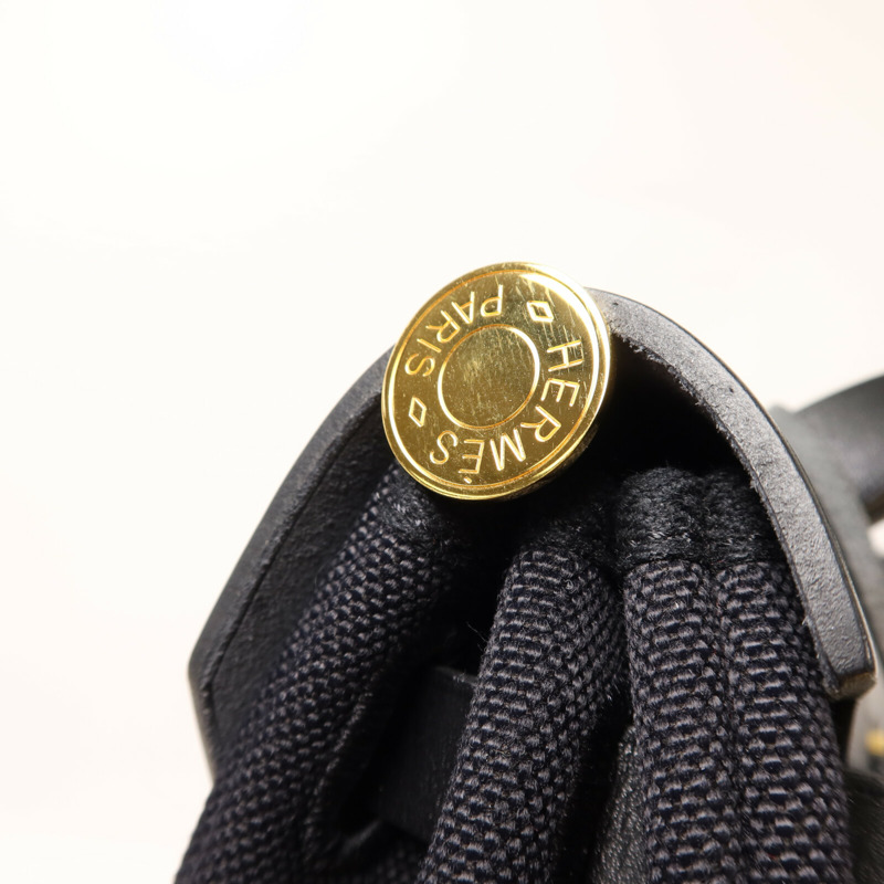 HERMES 帆布Herbag PM金扣手挽肩背兩用袋Noir-15