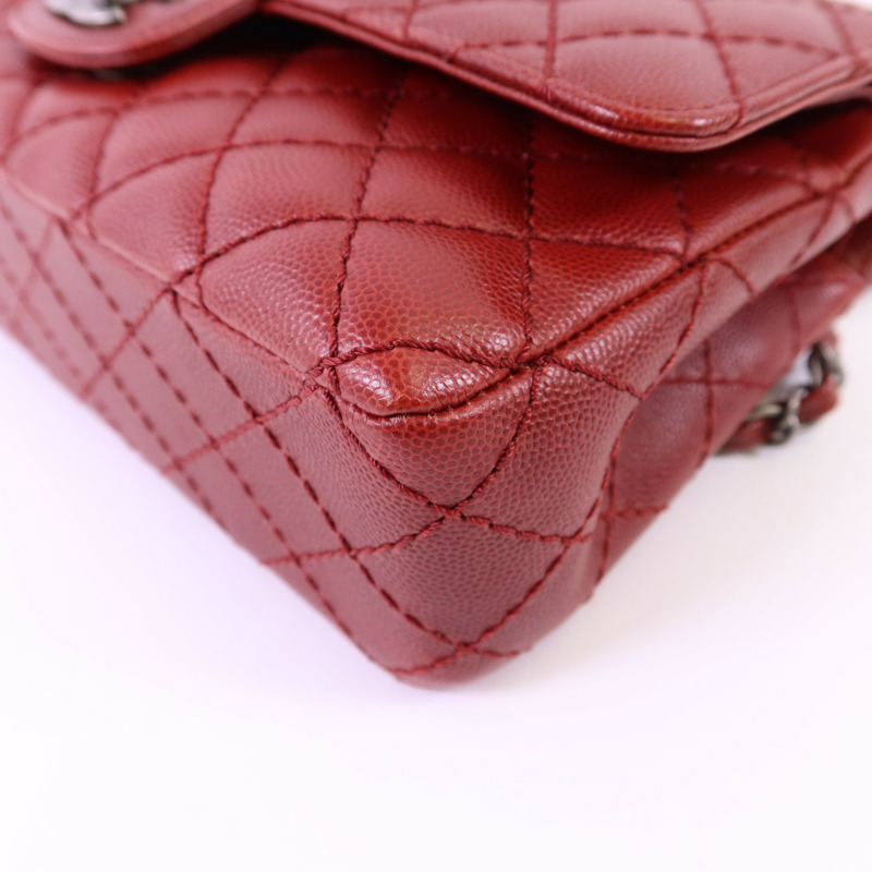 CHANEL 牛皮皮革Classic 25銀扣鏈帶肩背袋-12