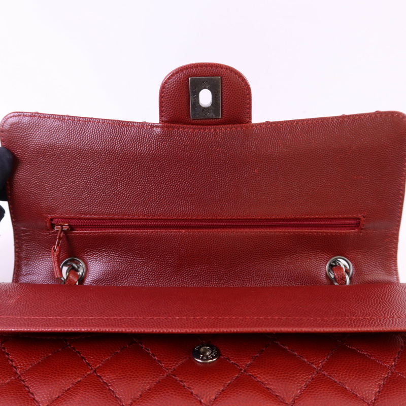 CHANEL 牛皮皮革Classic 25銀扣鏈帶肩背袋-16