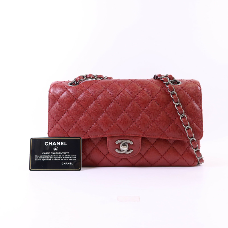 CHANEL 牛皮皮革Classic 25銀扣鏈帶肩背袋-17