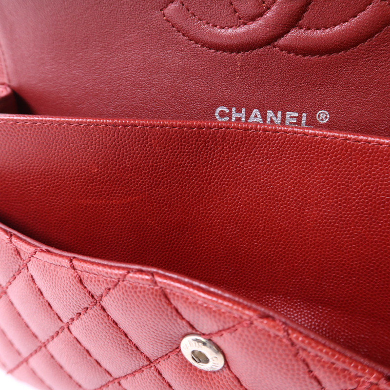 CHANEL 牛皮皮革Classic 25銀扣鏈帶肩背袋-19