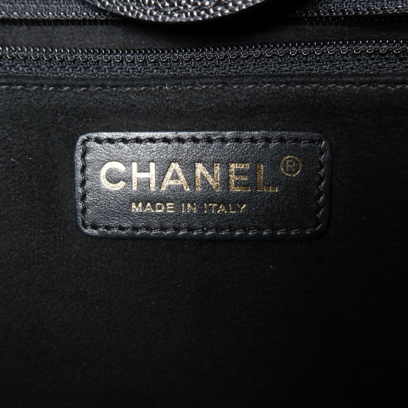 CHANEL 牛皮皮革Deauville Tote金扣鏈帶手挽肩背兩用袋-5