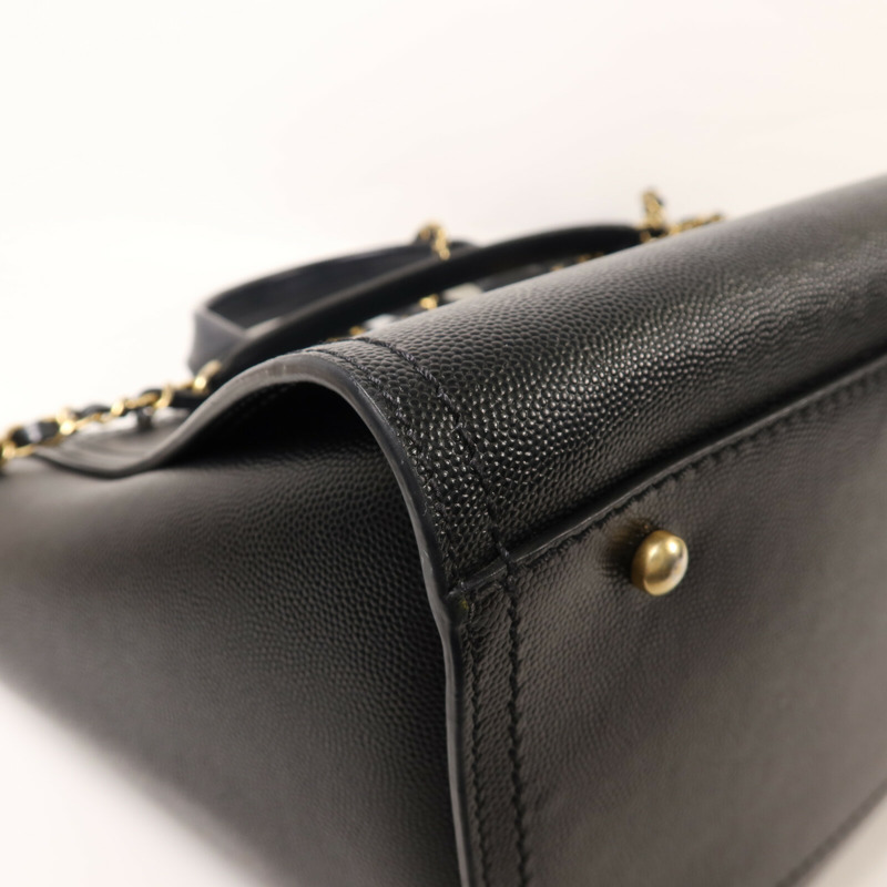 CHANEL 牛皮皮革Deauville Tote金扣鏈帶手挽肩背兩用袋-11